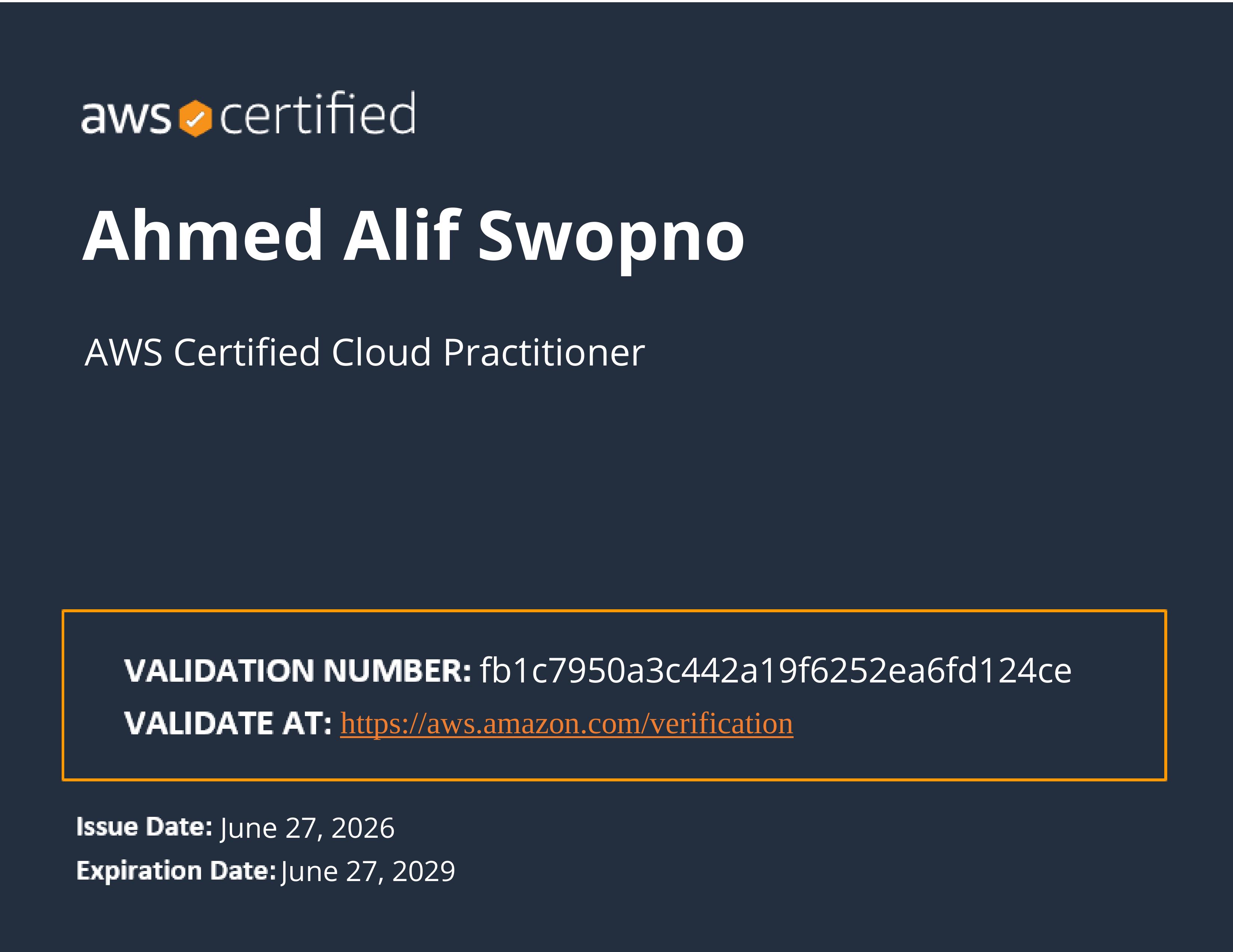 AWS Certified Cloud Practitioner certificate